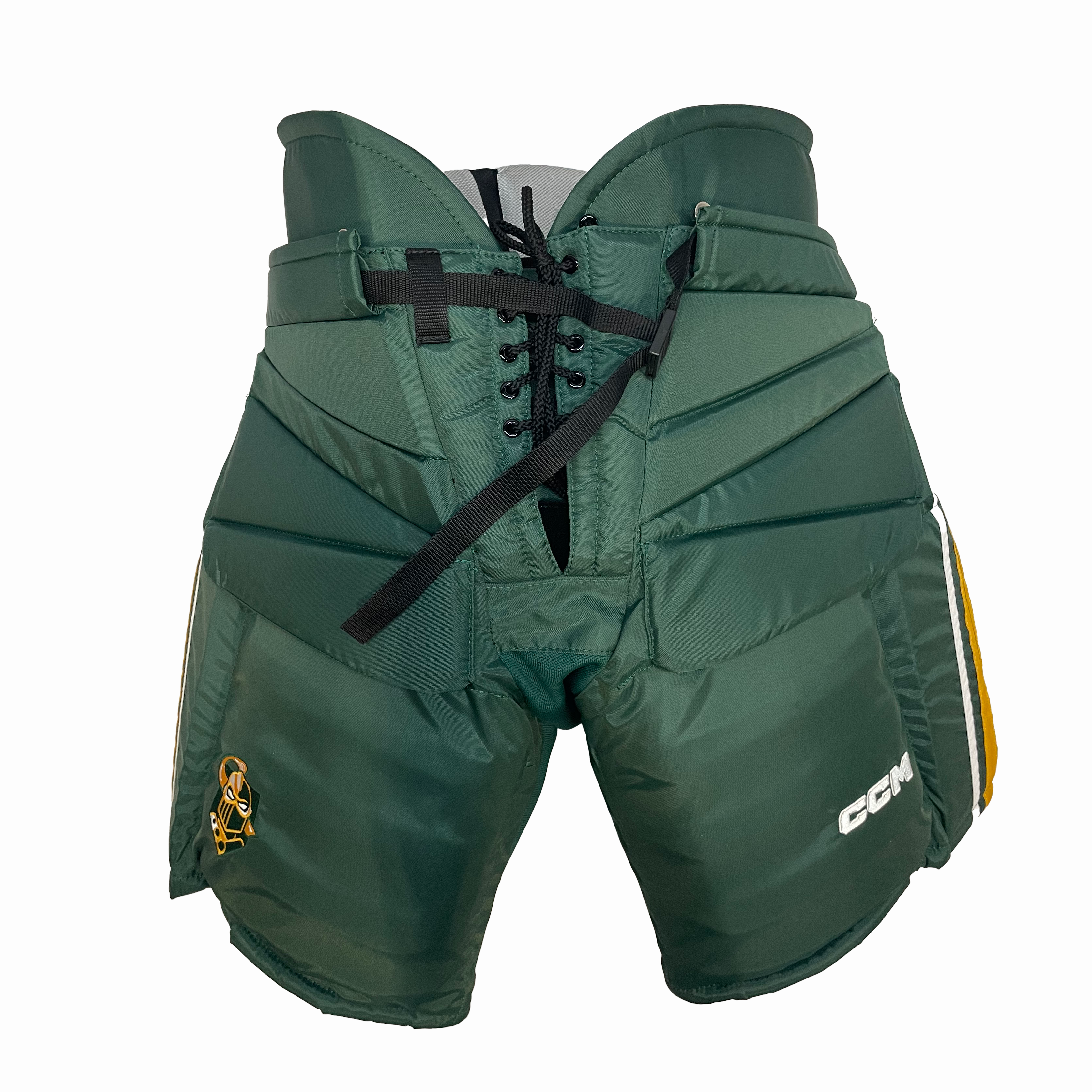 CCM HPG12A - Pantalon de gardien de but de hockey Pro Stock (vert/jaune/blanc)